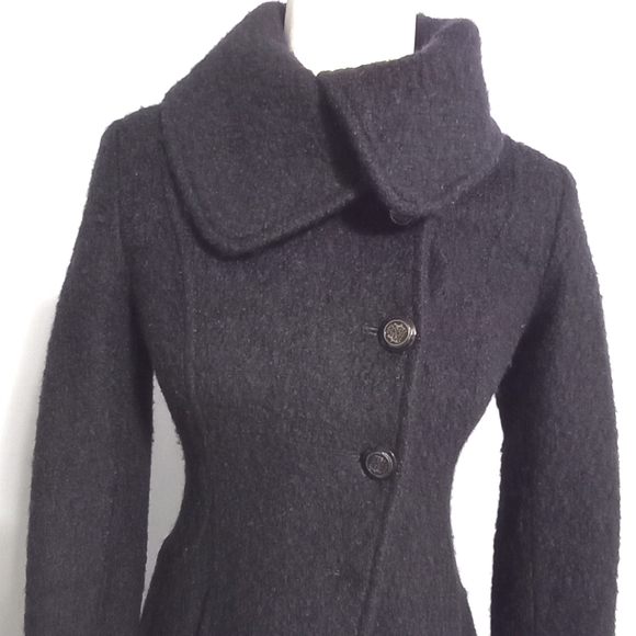 Guess Los Angeles Dark Blue Wool Asymmetrical Women's Blend Coat/Jacket S/Petite - Picture 4 of 17